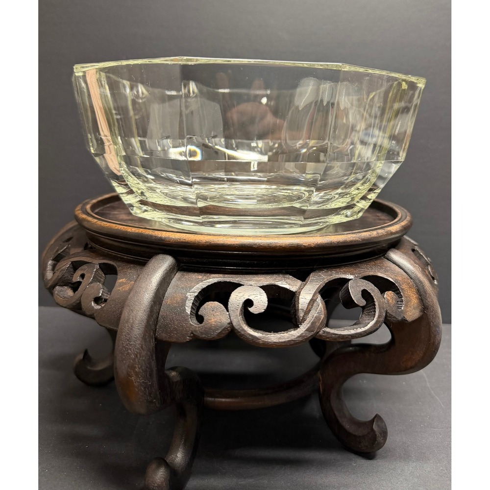 Vintage Italian Faceted Centerpiece Crystal Bowl 9" wide x 4' tall - 3lbs - Picture 5 of 11